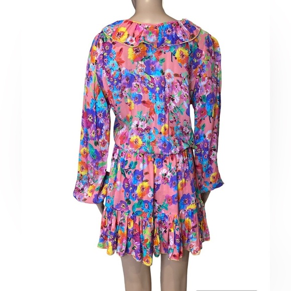 NWT Luli Fama Ruffled DeepV Frill Hem Dress size Medium - Picture 5 of 5